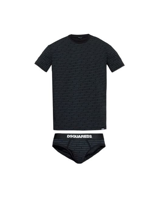 DSquared² Black Underwear Set: T-Shirt And Boxer Shorts for men