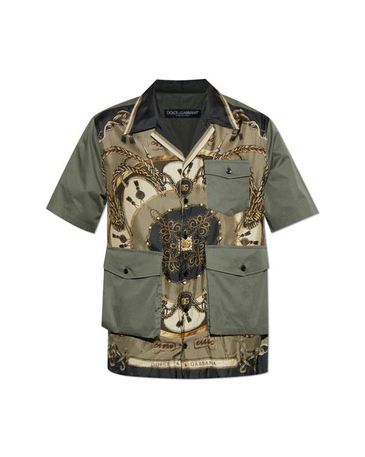 Dolce & Gabbana Green Shirt With Multiple Pockets for men