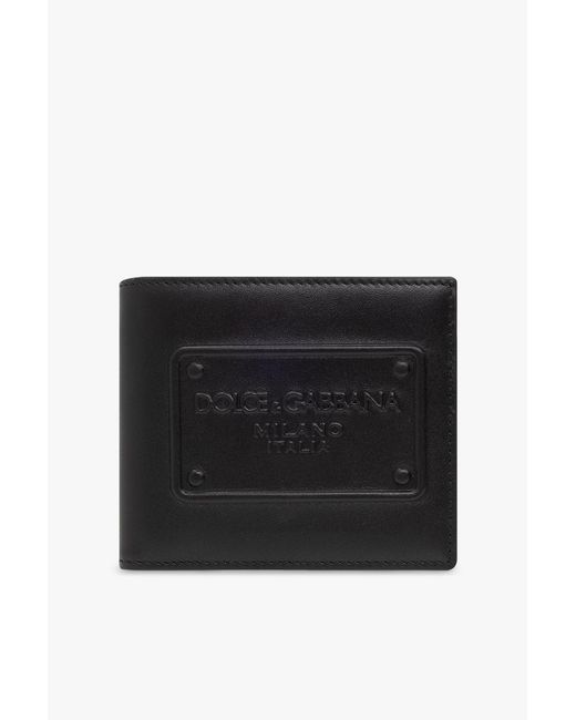 Dolce & Gabbana Black Dolce&Gabbana Leather Bi-Fold Wallet With Logo for men
