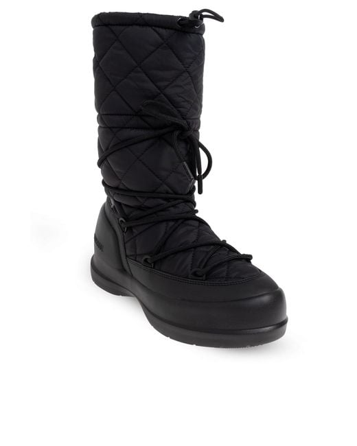 Moon Boot Black 'Mezzaluna Quilted' Snow Boots