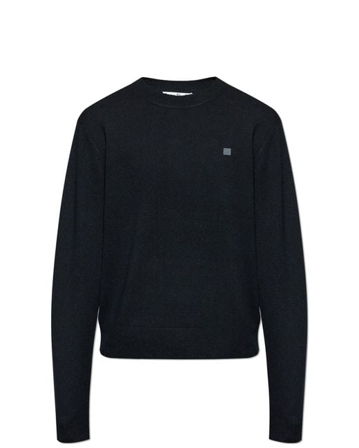Acne Blue Wool Sweater With Logo for men