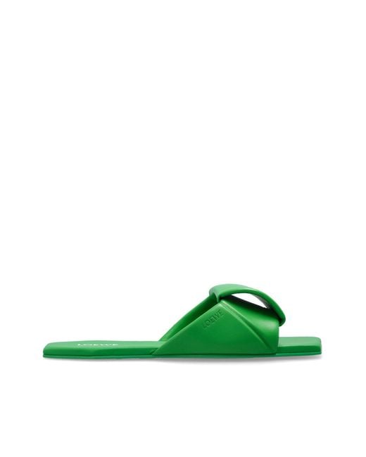 Loewe Green 'Origami' Flip-Flops