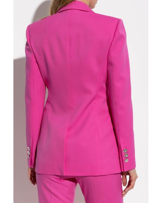 Versace Pink Wool Blazer With Closed Lapels