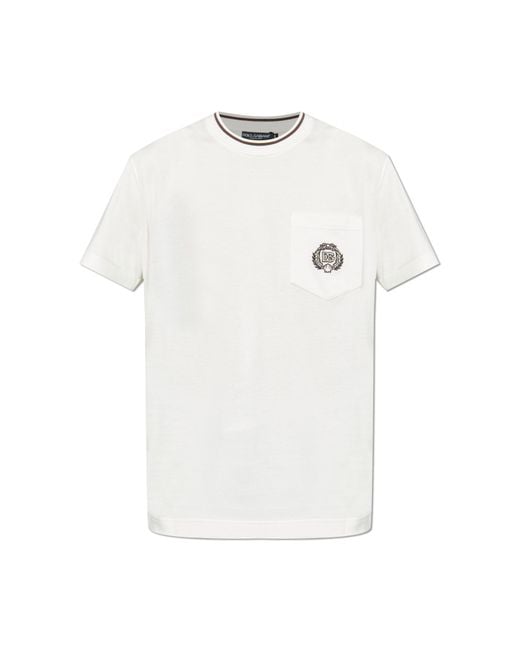 Dolce & Gabbana White T-Shirt With Pocket for men