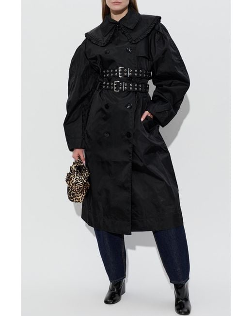 Ganni Black Coat With Detachable Collar