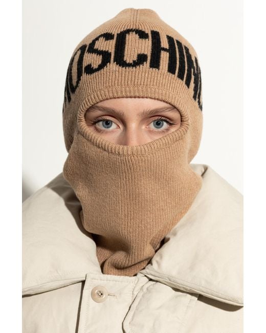 Moschino Brown Balaclava With Logo,