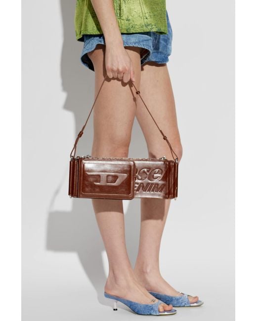 DIESEL Brown 'Flag-D Shoulder' Shoulder Bag