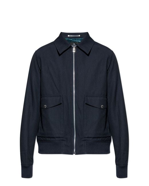 Paul Smith Blue Cotton Jacket With Collar for men