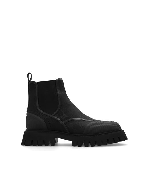 Gucci Black GG Canvas Ankle Boots