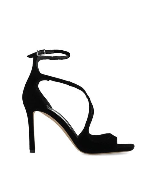 Jimmy Choo Black Velvet Heeled Sandals 'Azia'