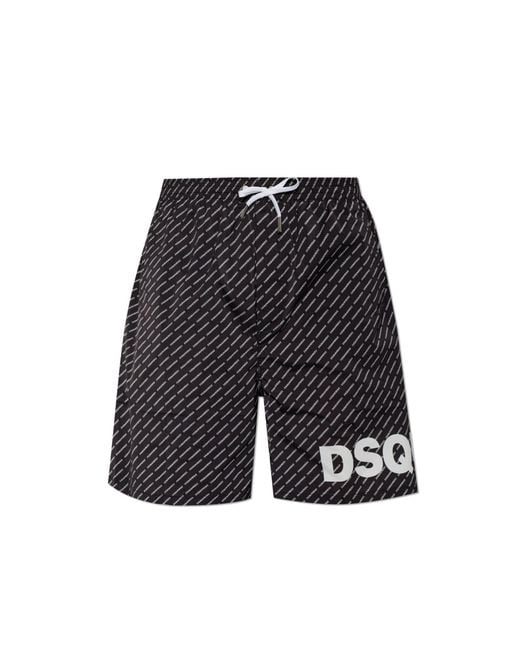 DSquared² Blue Monogram Swim Shorts for men