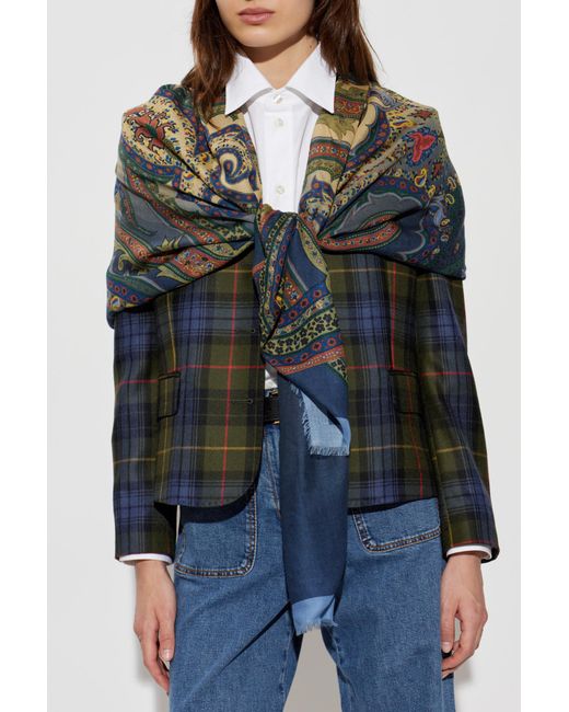 Etro Blue Scarf With Print