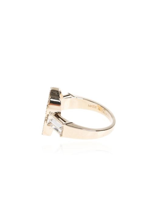 McQueen Black Ring With Shimmering Crystals