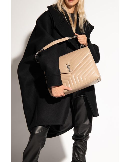 Saint Laurent Women's Large Monogram Matelasse Leather Chain Shoulder Bag -  Black in Natural