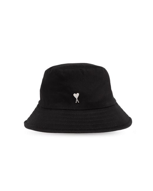 AMI Black Cotton Bucket Hat,