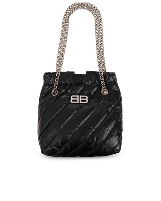 Balenciaga Black 's Crush' Quilted Shoulder Bag,