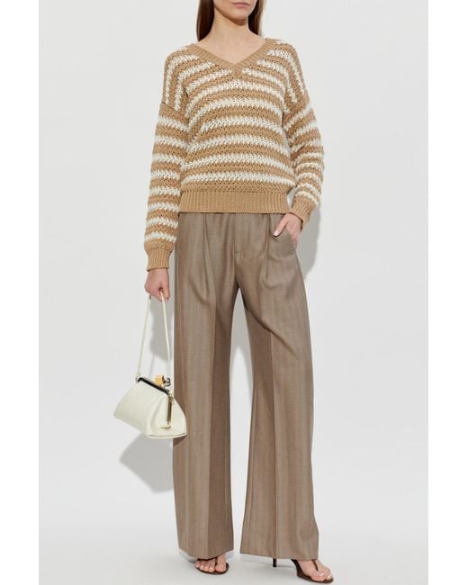 Fabiana Filippi Natural V-Neck Sweater