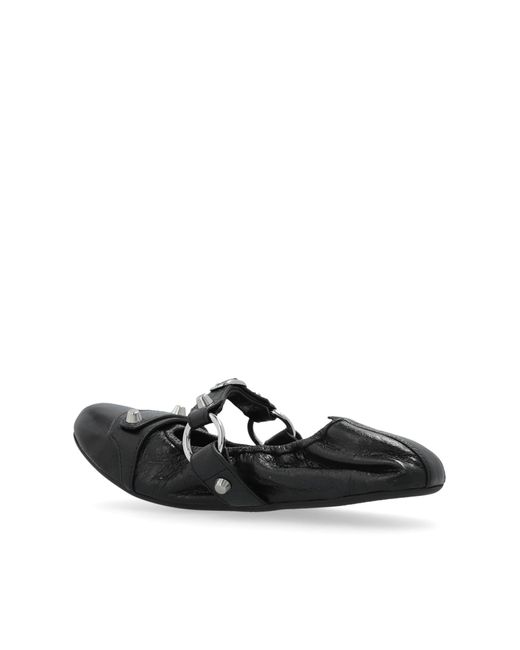 BALENCIAGA★City Ballerina Black Arena Lambskin BALENCIAGA Women's City Ballerina in Black/silver | REVERSIBLE