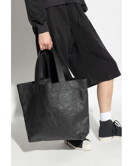 Y-3 Black Shopper Bag With Logo