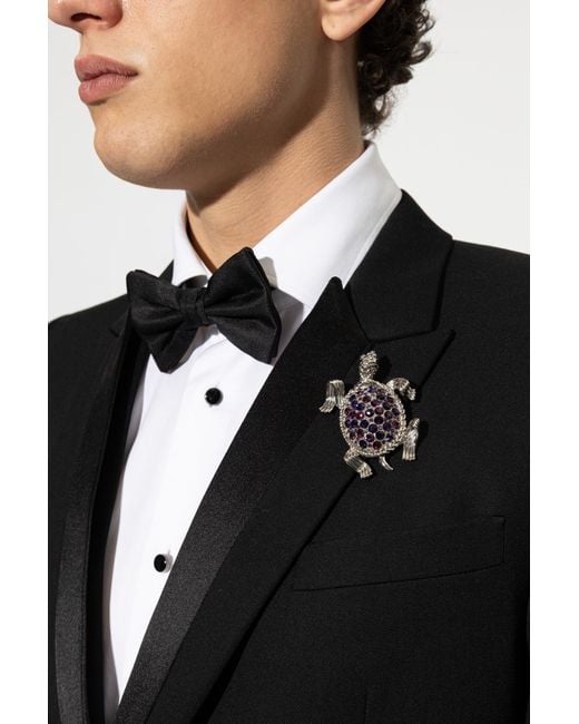 Dolce & Gabbana Metallic Brooch With Shimmering Crystals for men