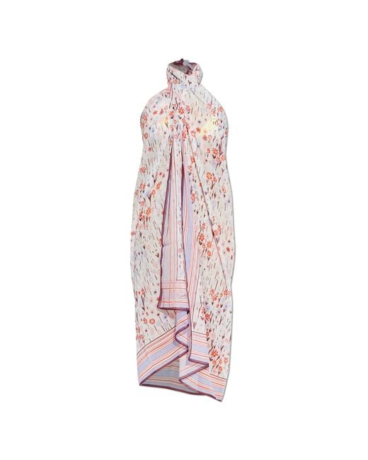 Lanvin Pink Scarf With Floral Motif