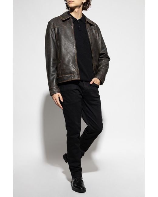 AllSaints Black Polo 'Statten' for men