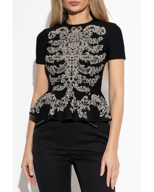 McQueen Black Top With Lurex Thread