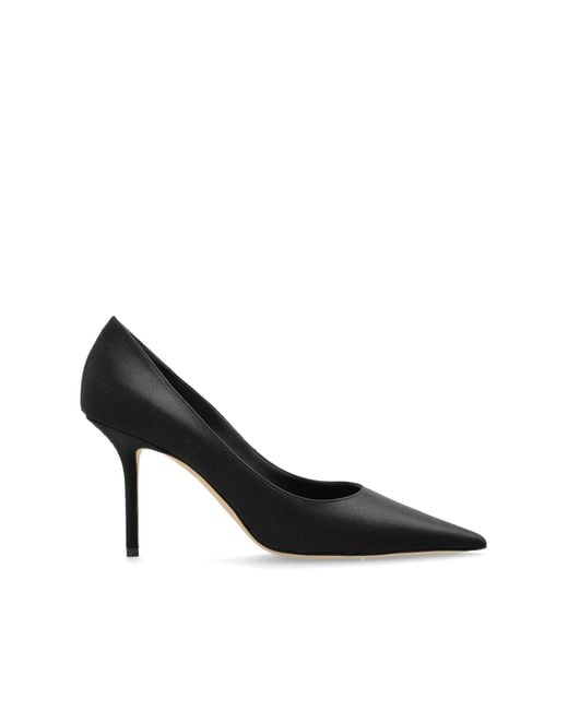Jimmy Choo Black Satin High-Heeled Shoes "Love"