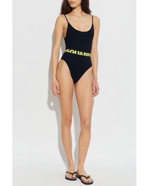 DSquared² Black Flip-Flops With Logo