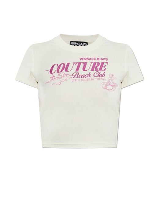 Versace Jeans Couture Pink T-Shirt With Glitter Print