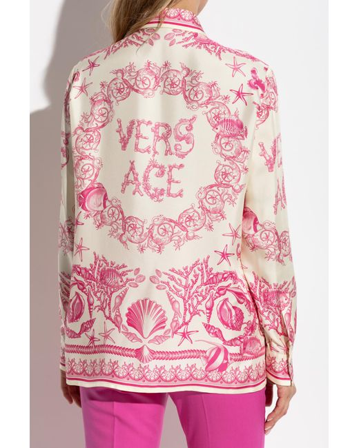 Versace Pink Silk Shirt With "Underwater Barocco" Print