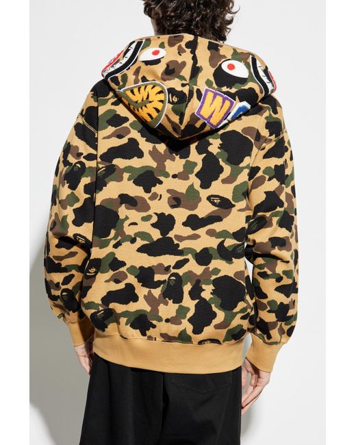 A Bathing Ape Yellow Sweatshirt With Camo Pattern for men