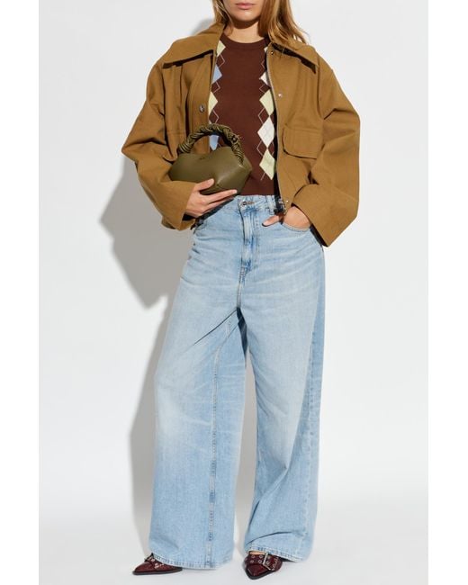 Ganni Brown Top With A Round Neckline
