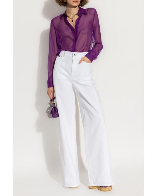 Dolce & Gabbana White Dolce & Gabbana Wide-Leg Jeans
