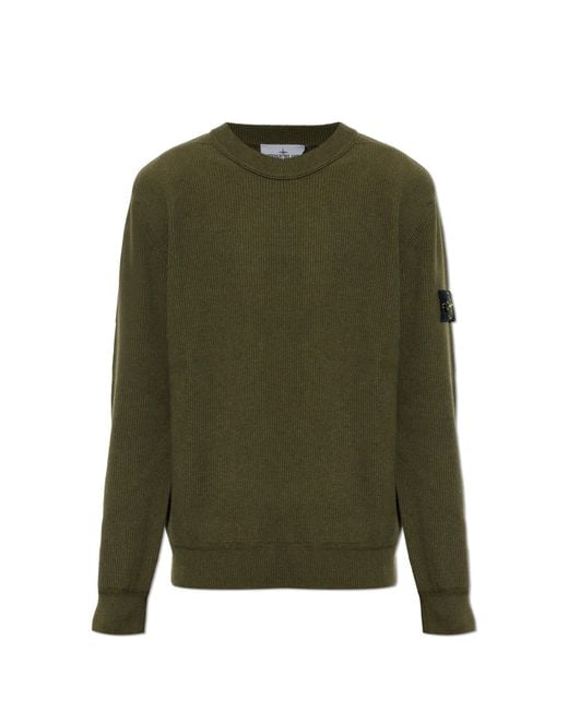 Stone Island Green Sweater With Patch for men