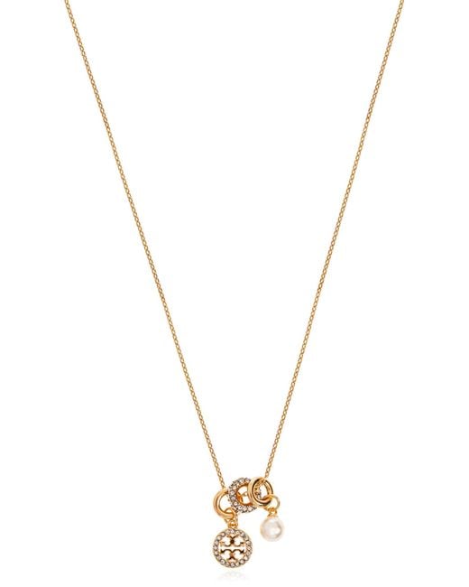 Tory Burch Metallic Short Necklace With Shimmering Crystals