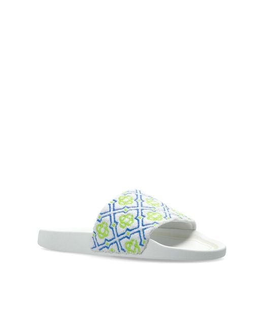Casablanca White Monogram Slides for men