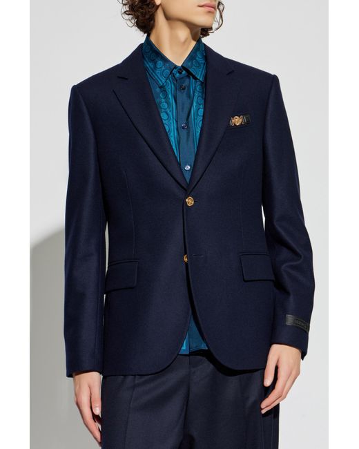 Versace Blue Wool Blazer for men