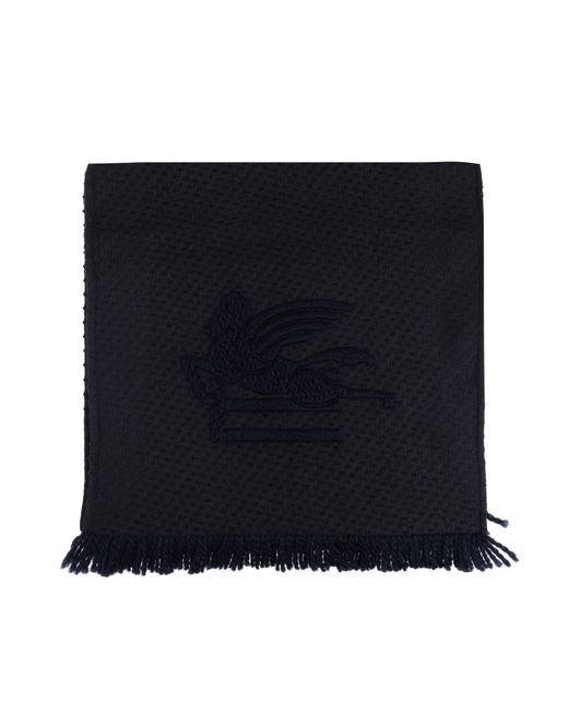 Etro Blue Scarf With Logo