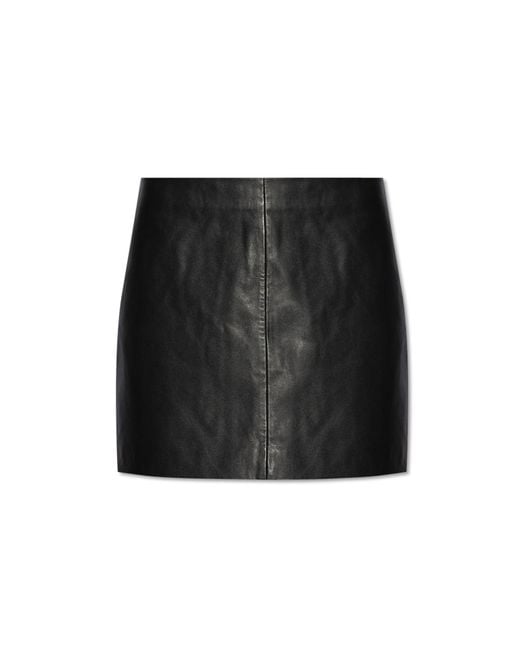 AllSaints Black Leather Skirt 'Renai'
