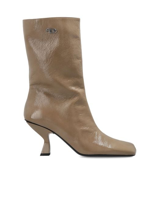 DIESEL Brown Heeled Ankle Boots 'D-Amber Tube 75'