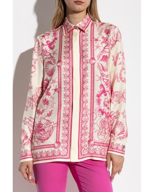 Versace Pink Silk Shirt With "Underwater Barocco" Print