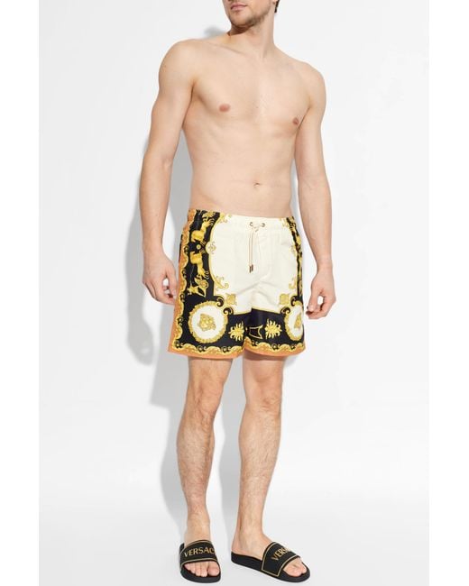 Versace Black Rubber Flip-Flops With Logo for men