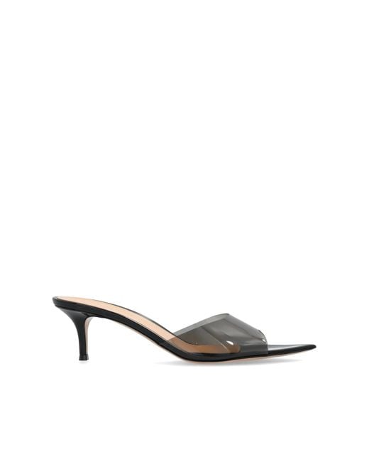Gianvito Rossi White Heeled Mules 'Elle'