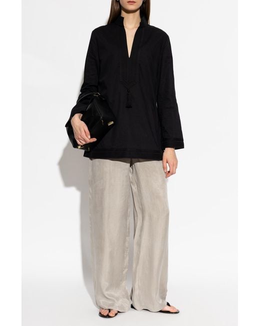 Emporio Armani White Wide-Leg Trousers