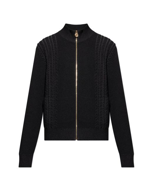 Versace Black Cardigan With Stand-Up Collar for men