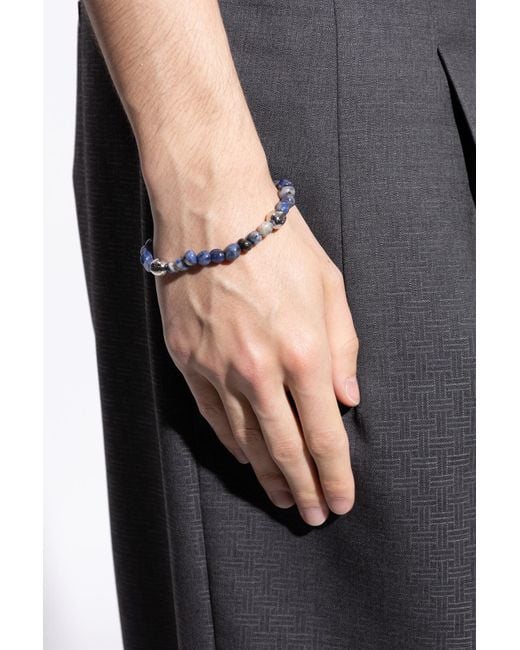 Ferragamo Black Bracelet With Stones for men