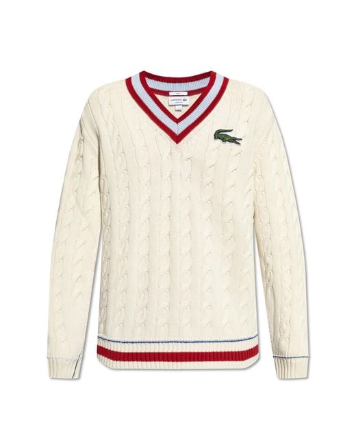 Lacoste White Sweater With Logo, for men
