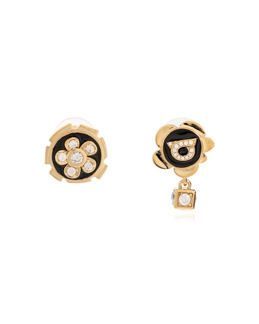 Ferragamo Metallic Earrings With Shimmering Crystals