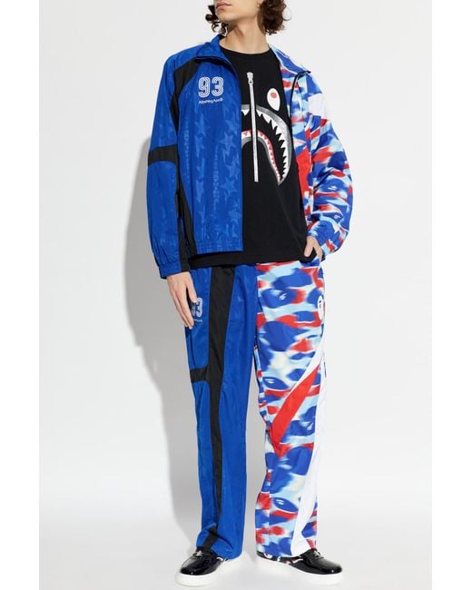 A Bathing Ape Blue Trousers With Logo for men